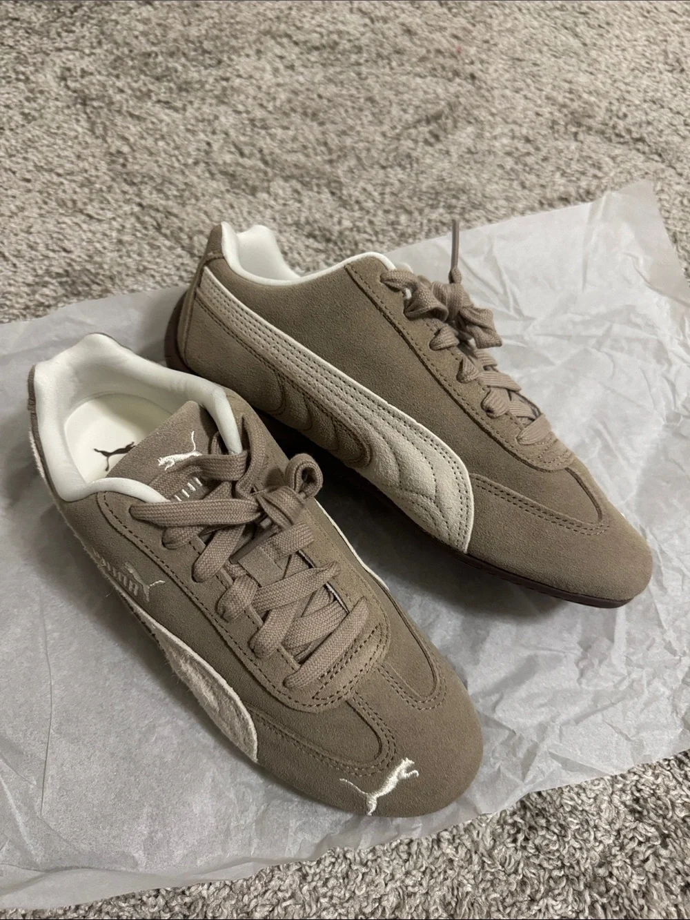 Puma Suede Sneakers in Taupe, Cream & Brown